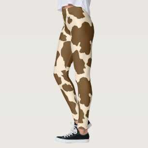 Leggings Points Brown Vache Imprimer Fermier Animaux de fer
