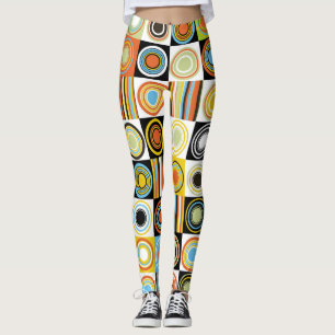 Leggings Points colorés, cercles, rayures arrière - plan.