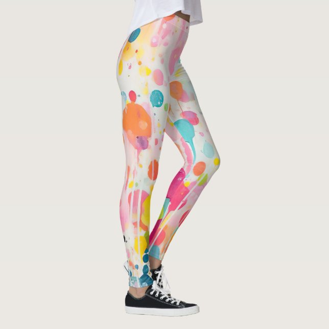 Leggings points de peinture couleur acryl sur sol blanc (Droite)