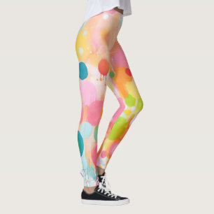 Leggings points de peinture couleur acryl sur sol blanc