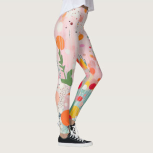 Leggings points de peinture couleur acryl sur sol rose doux