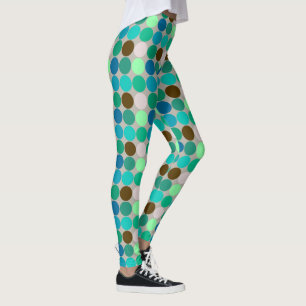 Leggings Points géants du milieu du siècle, turquoise et gr
