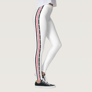 Leggings Points noirs blancs rouges de mode latérale à la