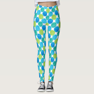 Leggings Points Turquoise Bleu Néon Vert Jumbo
