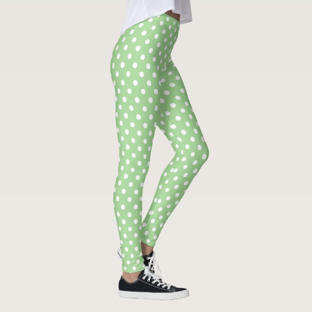 Leggings Pois blancs chic sur vert pour Customiser (Droite)