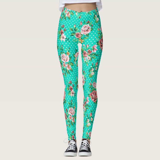 Leggings Pois blancs Rose colorés (Devant)