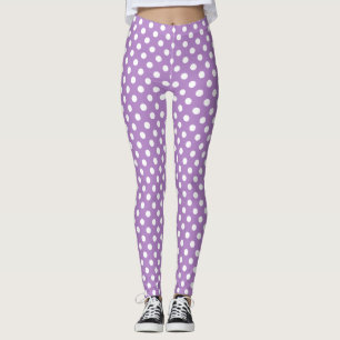 Leggings Pois blancs sur le pourpre de chardon