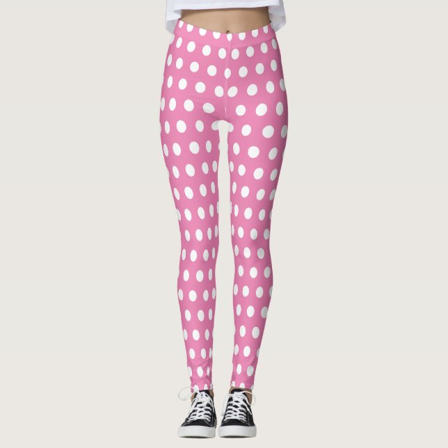 Leggings Pois chic rose et blanc (Devant)