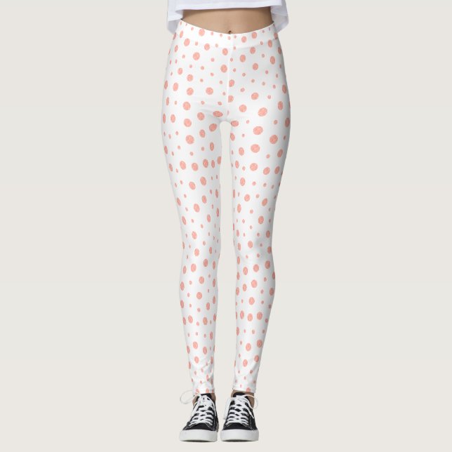 Leggings Pois élégants - Rose doux Or Blanc (Devant)