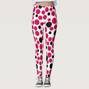 Leggings pois noir rouge rétro sur arrière - plan blanc