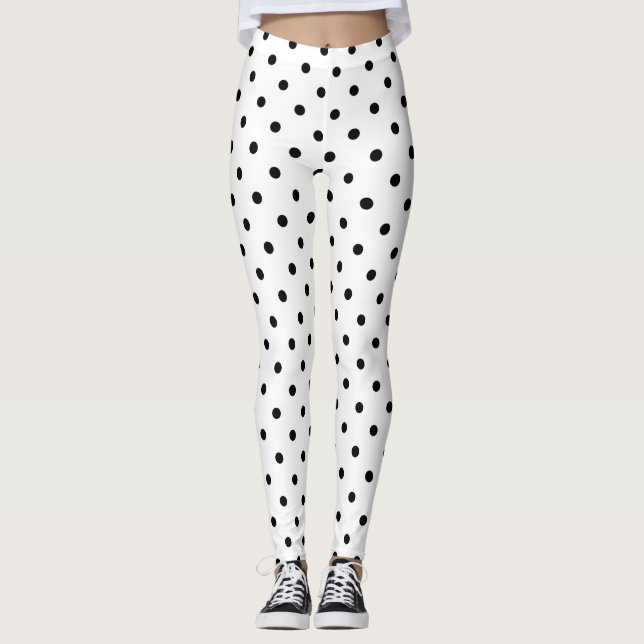 Leggings Pois noir sur l'arrière - plan blanc (Devant)