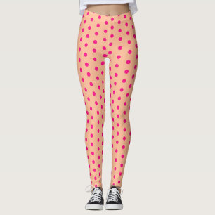 Leggings Pois rose chaud Peach rétro motif mignon cool