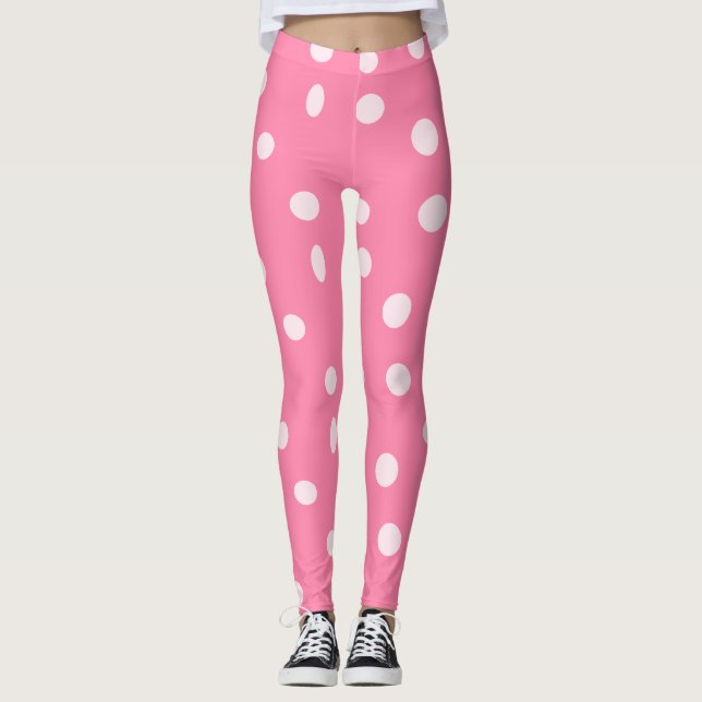 Leggings Pois rose pâle sur rose (Devant)