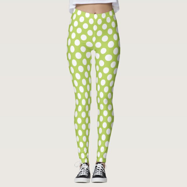 Leggings Pois verts, Motif à points Polka, points, pointill (Devant)