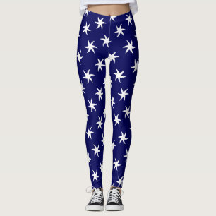 Leggings Poisson étoile blanche sur bleu marine