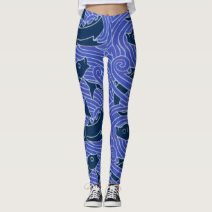 Leggings Poisson Gras Baignade Océan Bleu Pêche