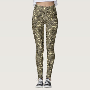 Leggings Poisson noir et or - Légumes de sirène en bas