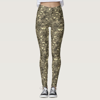 Leggings Poisson noir et or - Légumes de sirène en bas
