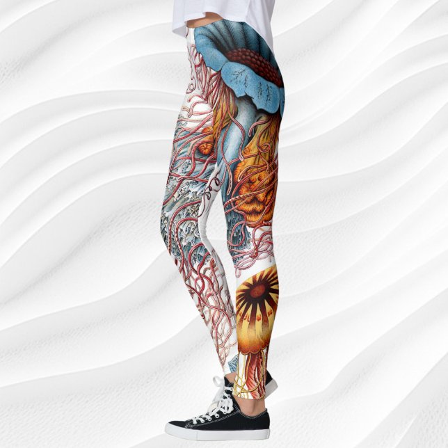 Leggings Poisson vintage par Ernst Haeckel, Discomedusae (Vintage Jellyfish by Ernst Haeckel, Discomedusae Leggings)