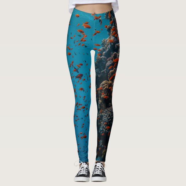 Leggings Poissons Et Récifs Colorés (Devant)