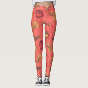 Leggings Poissons sur corail vivant arrière - plan