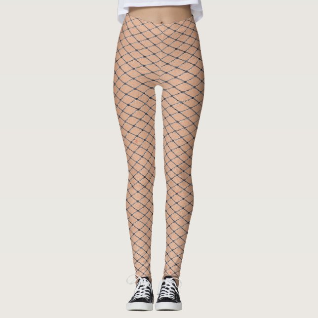 Leggings Poissons Tissés D'Argent À Texture De Peau (Devant)