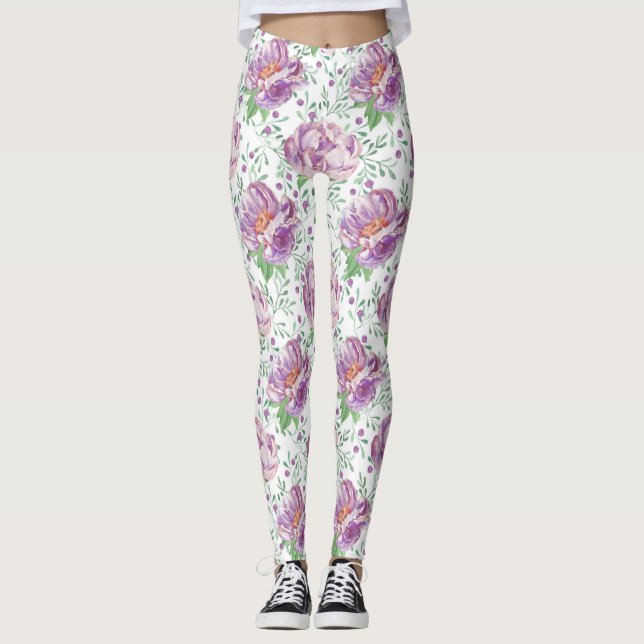Leggings poitrine pourpre aquarelle (Devant)