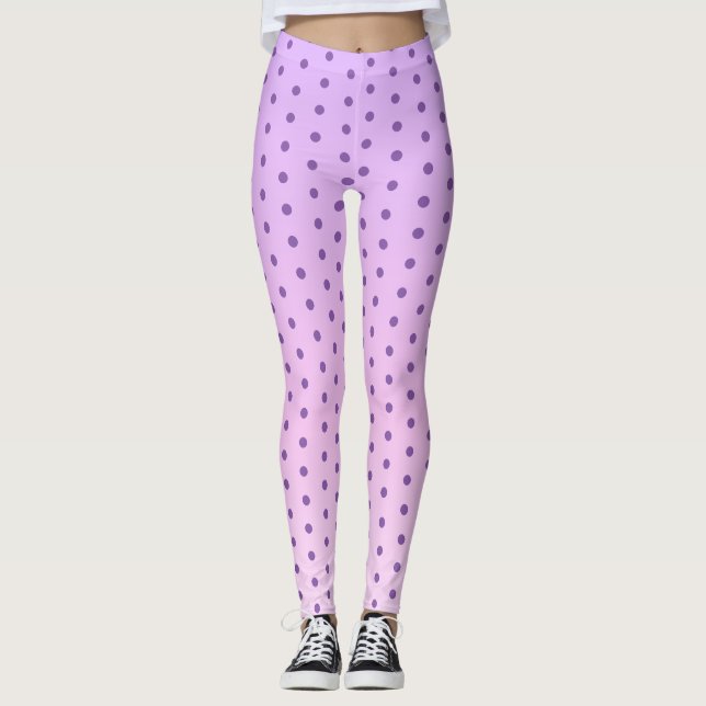 Leggings Polka Violet Point Sur Rose Fille Et Lilac (Devant)