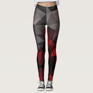 Leggings Polygonal, noir et rouge