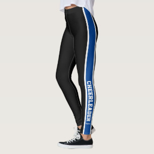 Leggings Pom-pom girl noir blanc et bleu