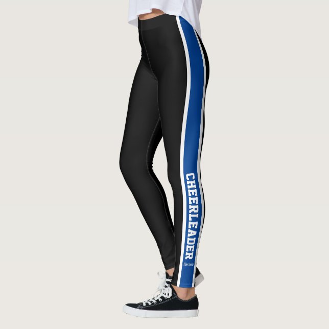 Leggings Pom-pom girl noir blanc et bleu (Gauche)