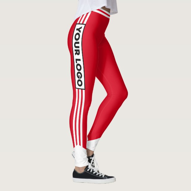 Leggings Pom-pom girl Red White Stripe Team Logo Sports (Droite)