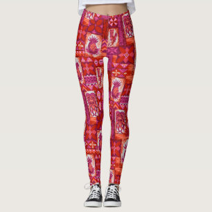 Leggings Pomaika’i Tiki Tapa tropicale Vintage hawaïenne