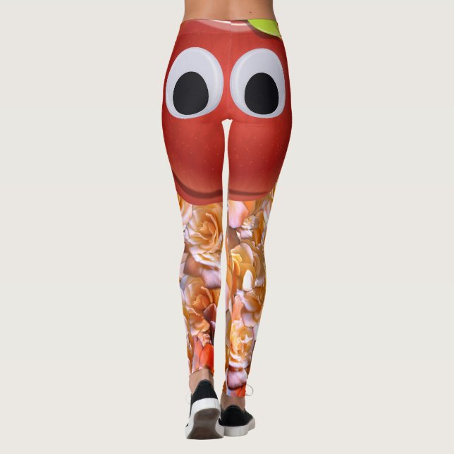Leggings Pomme, fruit rouge aux yeux de dieu - Comic Face (Dos)