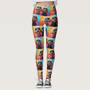 Leggings Poodle aux roses du cœur pour la Saint-Valentin