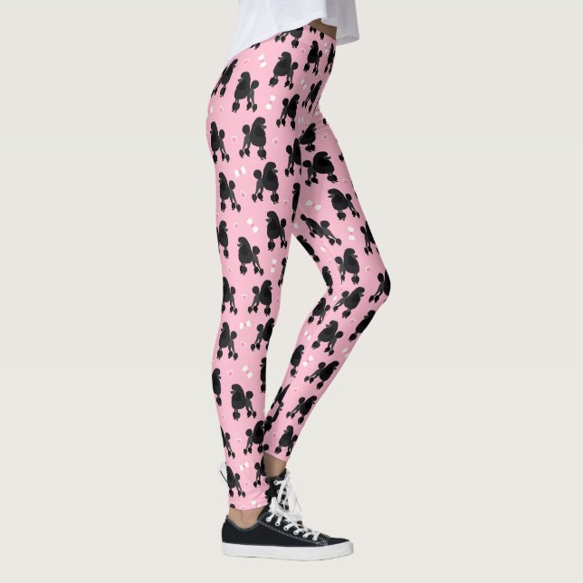 Leggings Poodles noirs et vaches Motifs roses (Droite)