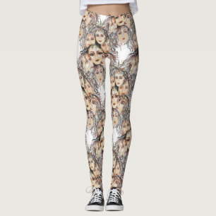 Leggings Pop Art Anime Motif avec éléments féminins