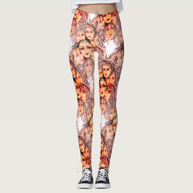 Leggings Pop Art Anime Motif avec éléments féminins (Devant)