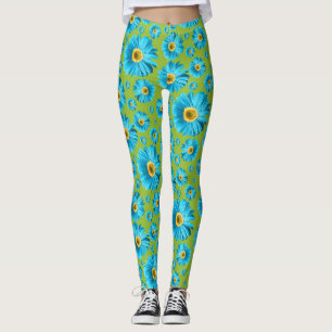 Leggings Pop Daisy Aqua Bleu