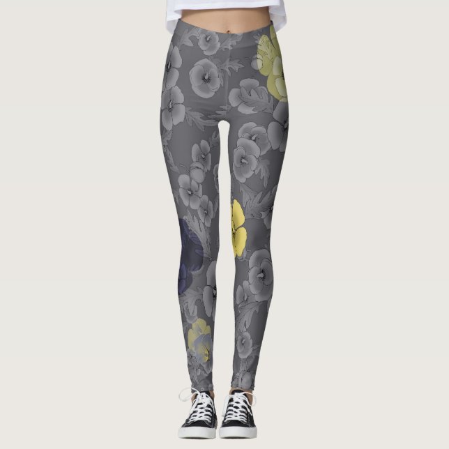 Leggings Poppies Cali surdimensionnées Impression en gris e (Devant)