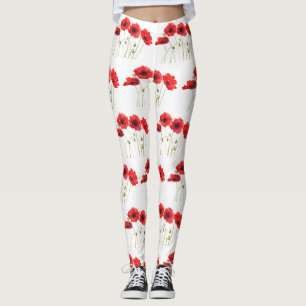 Leggings Poppies floral pavot été fitness jardin