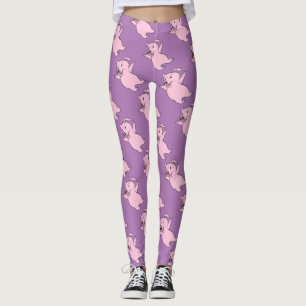 Leggings Porc rose heureux sautant Thunder_Cove