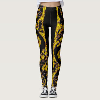 Leggings Porte à noeud celtique doré sur noir