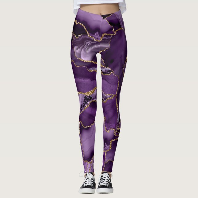 Leggings Porte de parties scintillant violet et or (Devant)