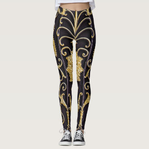 Leggings Porte métallique, design motif complexe.