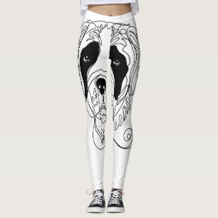 Leggings Portrait d'art minimaliste Saint-Bernard en une li