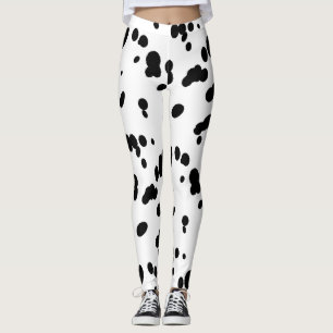 Leggings Ports Dalmatiens Motif Fourrure de chien noir et b