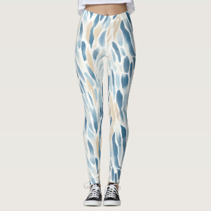 Leggings Poster de animal Abstrait de crème bleue