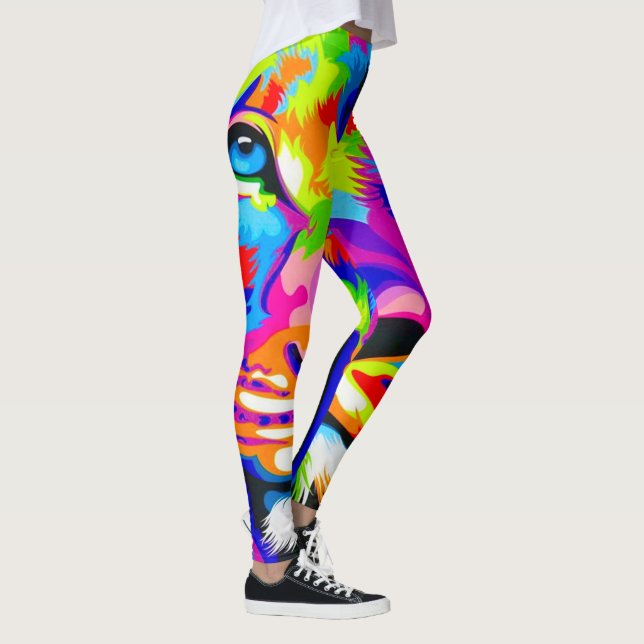 Leggings Poster de animal Bootyliscique de Lion arc-en-ciel (Droite)