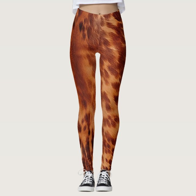 Leggings Poster de animal Brown de vache (Devant)